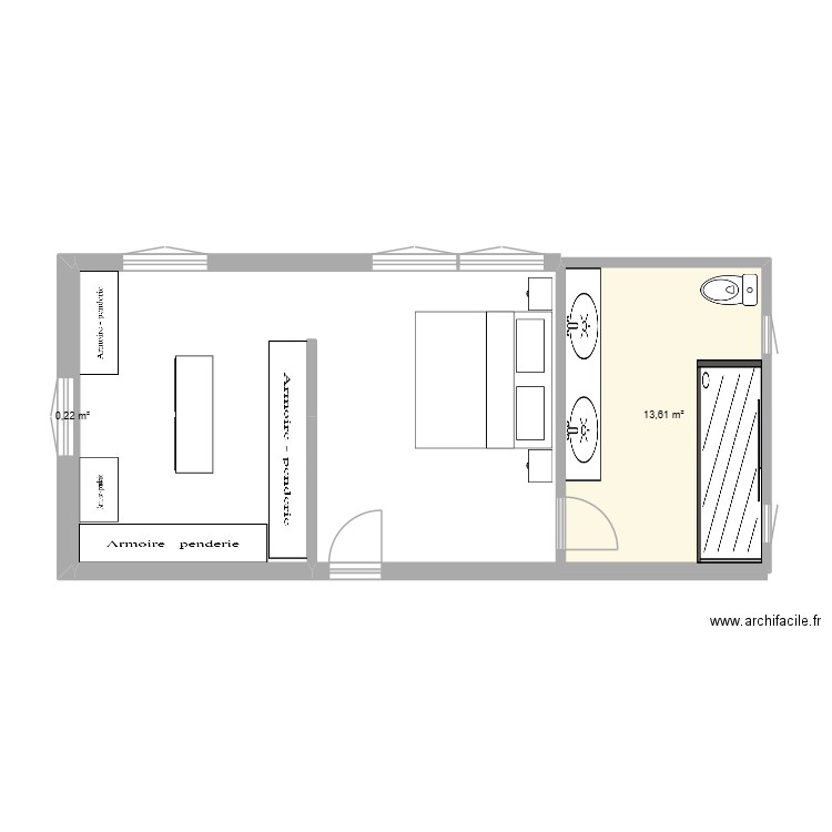 ccm 1. Plan de 2 pièces et 14 m2