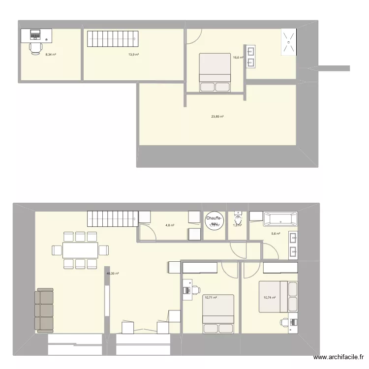 demie. Plan de 11 Pièces et 144 m²