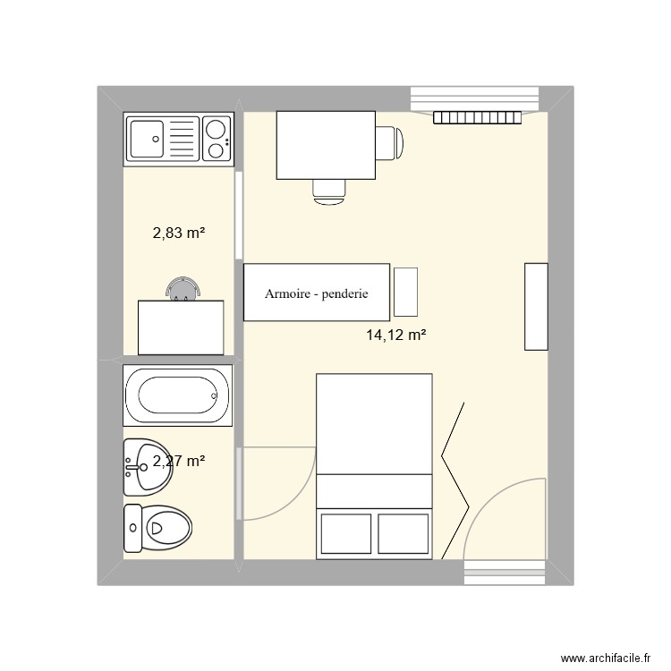 Montpellier Soline. Plan de 3 pièces et 19 m2