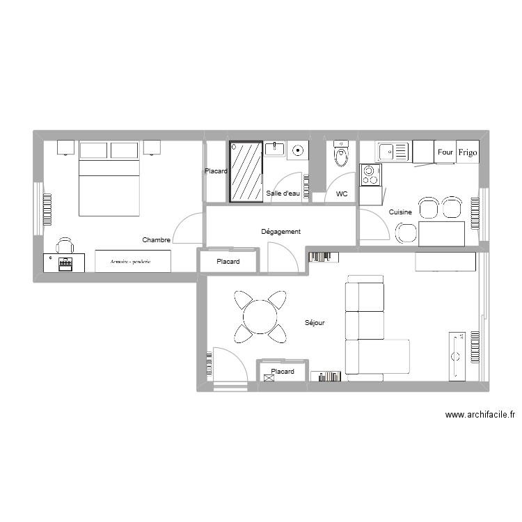 perier meublé. Plan de 10 pièces et 58 m2