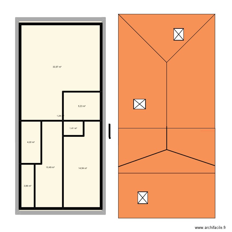 comble idée 2. Plan de 8 pièces et 152 m2