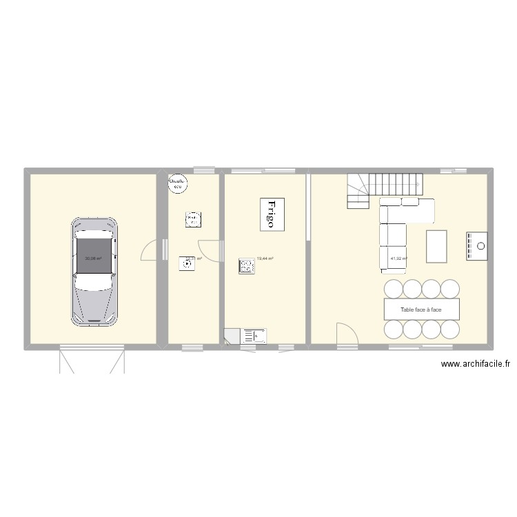 Maison . Plan de 4 pièces et 104 m2