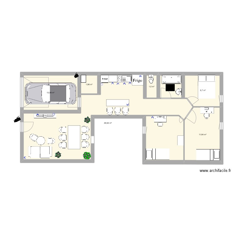 Ayoub plan et Jibril. Plan de 7 pièces et 86 m2
