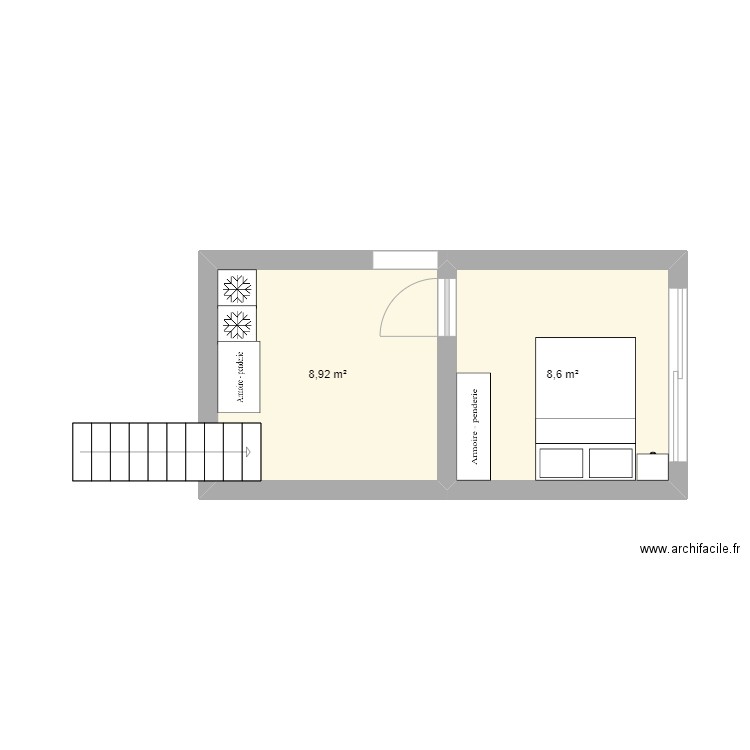 garage chambre. Plan de 2 pièces et 18 m2