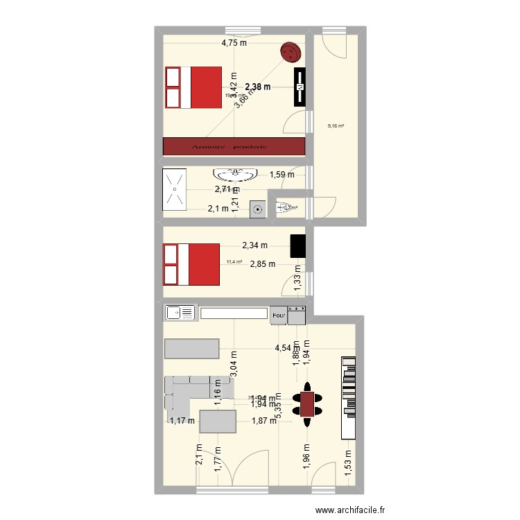 maison reneov.. Plan de 6 pièces et 85 m2
