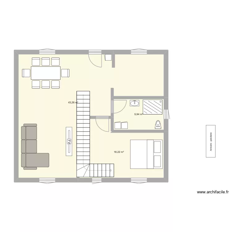 Plan de r&eacute;novation pour Melyssa et Selim. Plan de 3  et 65 m²