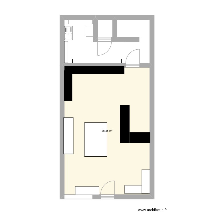 plan boutique. Plan de 1 pièce et 36 m2