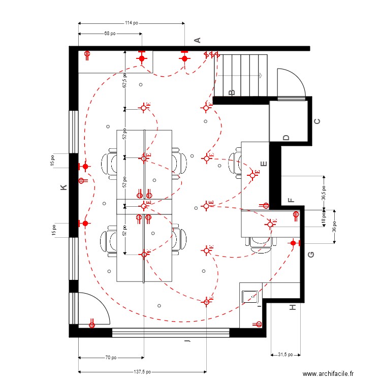 Grondin électrique cotations. Plan de 0 pièce et 0 m2