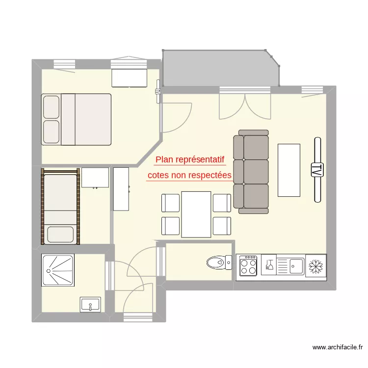Anthony. Plan de 4  et 43 m²