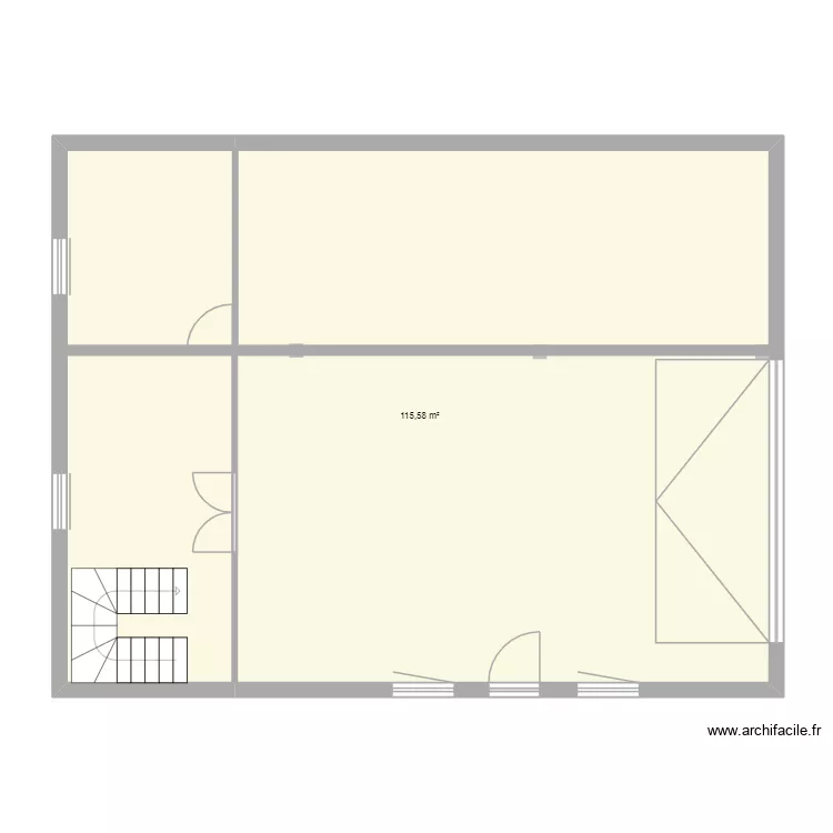 sous sol. Plan de 1  et 116 m²