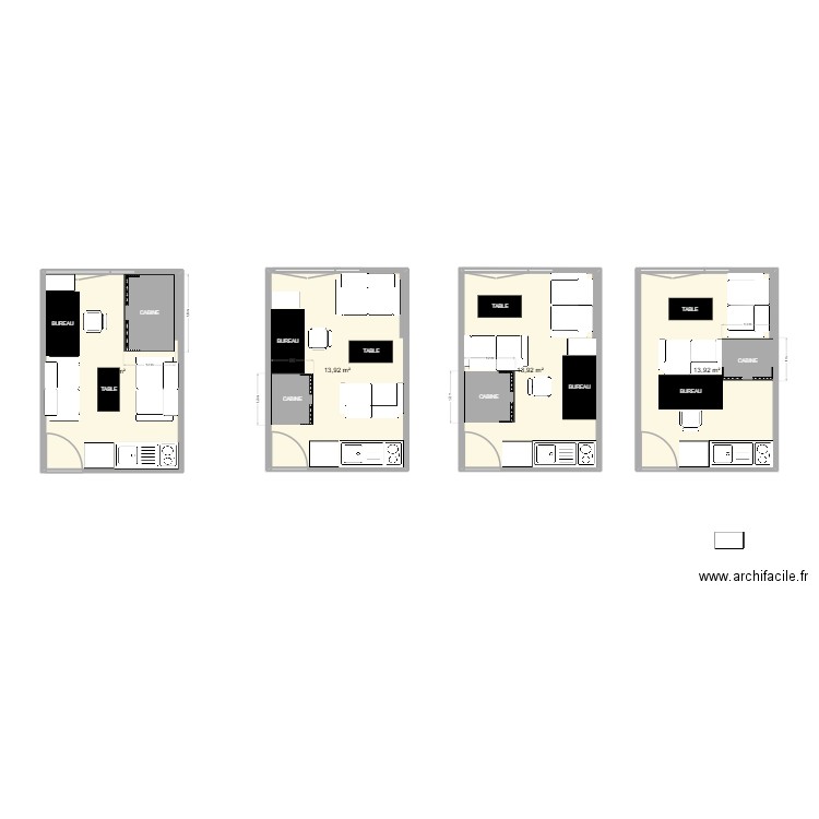 Appart 2. Plan de 4 pièces et 56 m2