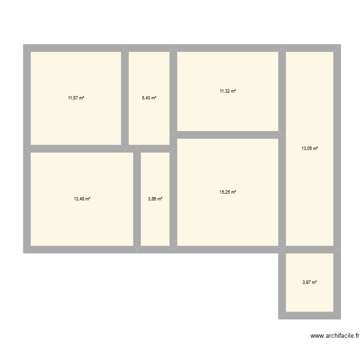Gonet 1 étage. Plan de 8 pièces et 78 m2