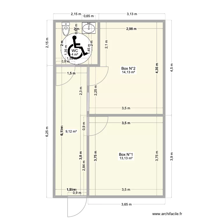 Cabinet d'ost&eacute;opathie. Plan de 4  et 40 m²
