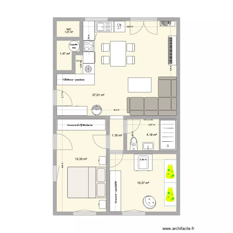 Plan prévisionnel #1. Plan de 7 et 58 m² Plan prévisionnel #1. Plan de 7 et 58 m²