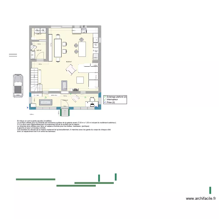 RDC avec ajout V&eacute;randa 1392 Harriet. Plan de 