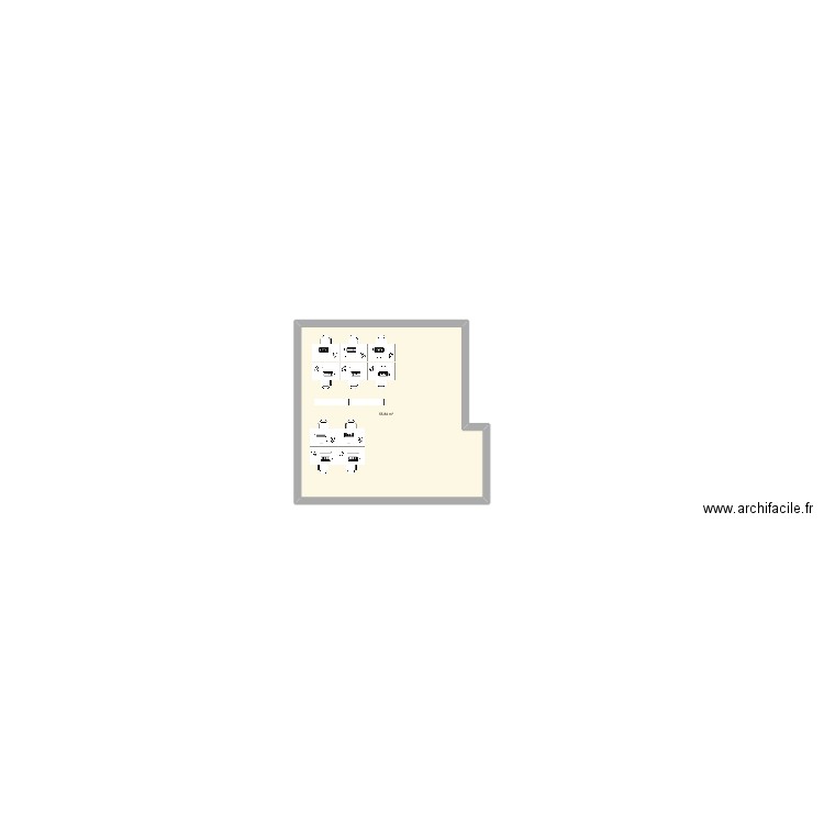 biblio. Plan de 1 pièce et 56 m2
