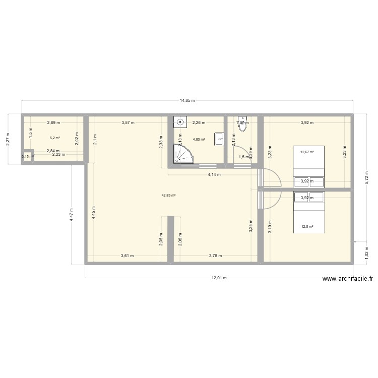 combles TER VVaAADA. Plan de 6 pièces et 78 m2
