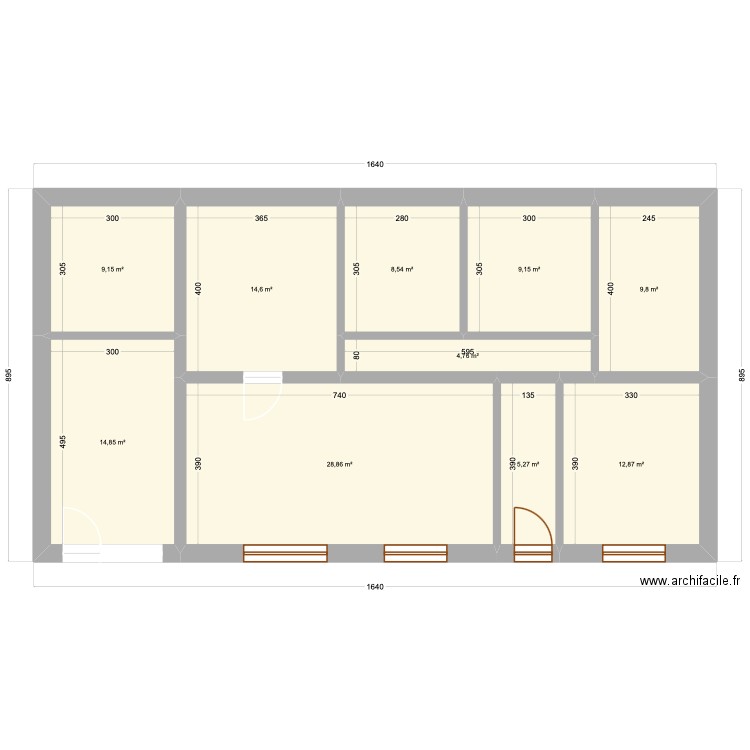 Vandelicourt. Plan de 10 pièces et 118 m2