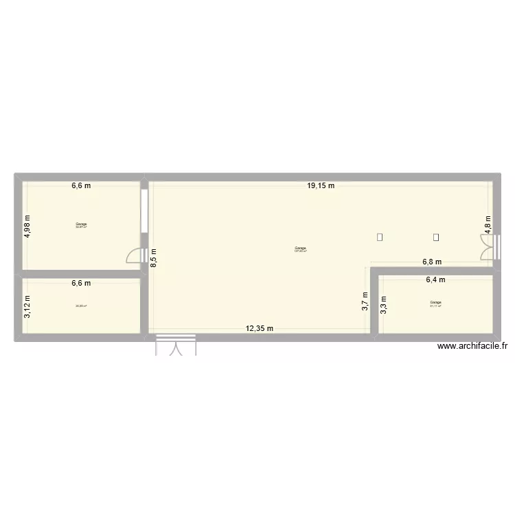 Atelier courcelles. Plan de 4  et 212 m²