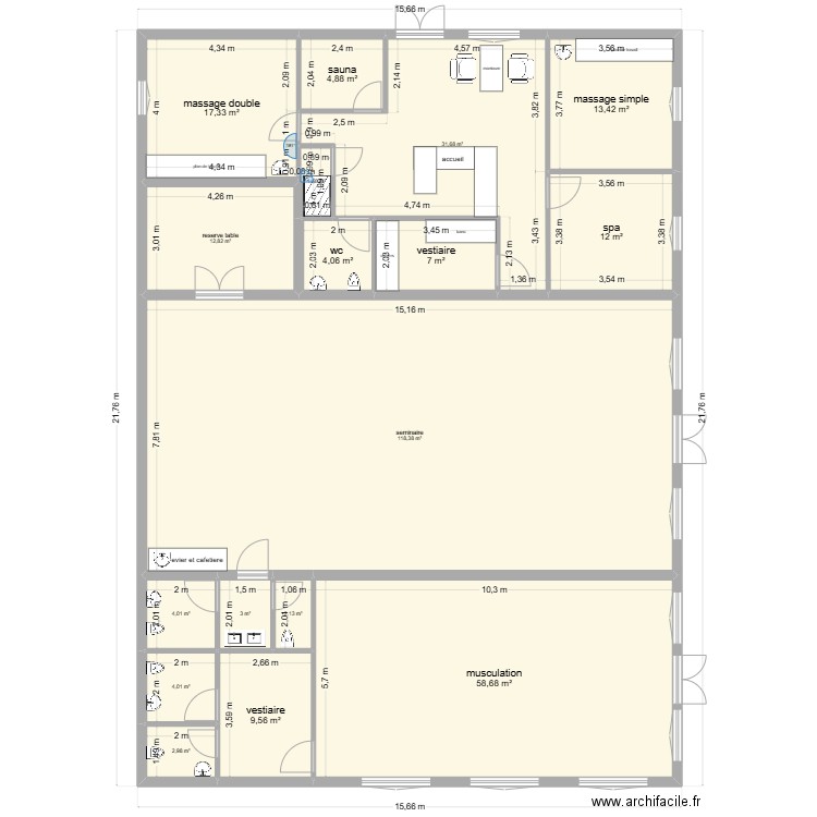 essai 4. Plan de 17 pièces et 308 m2