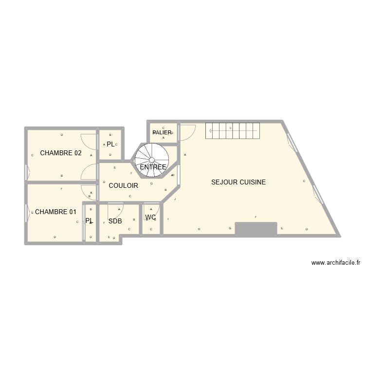 ETAGE 2 APPART PLB. Plan de 11 pièces et 43 m2