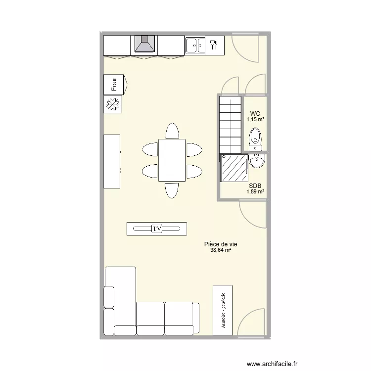 Etage T&eacute;o r&eacute;no V4 rdc. Plan de 4  et 43 m²