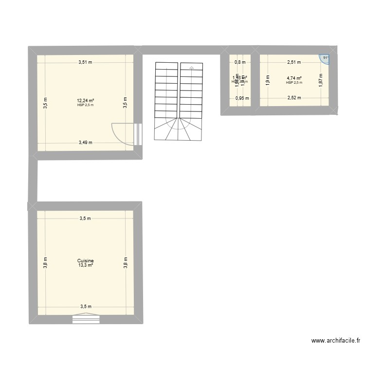 fcev. Plan de 4 pièces et 32 m2