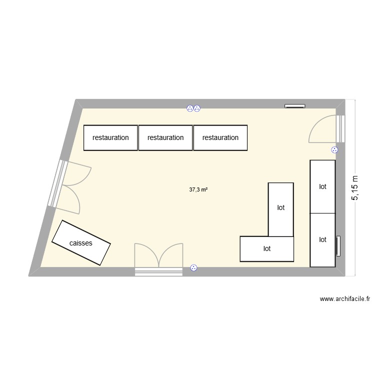 plan hall. Plan de 1 pièce et 37 m2