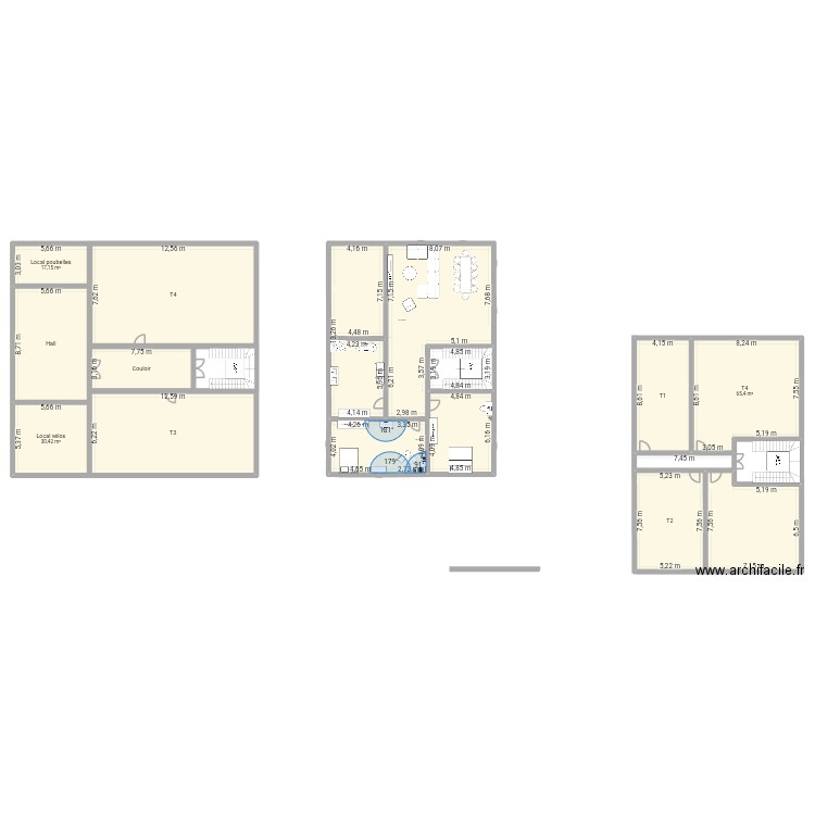 Immeuble copro. Plan de 8 pièces et 405 m2
