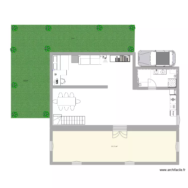 LOUR3. Plan de 1  et 38 m²
