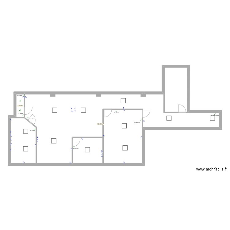 salvetti loué. Plan de 2 pièces et 131 m2