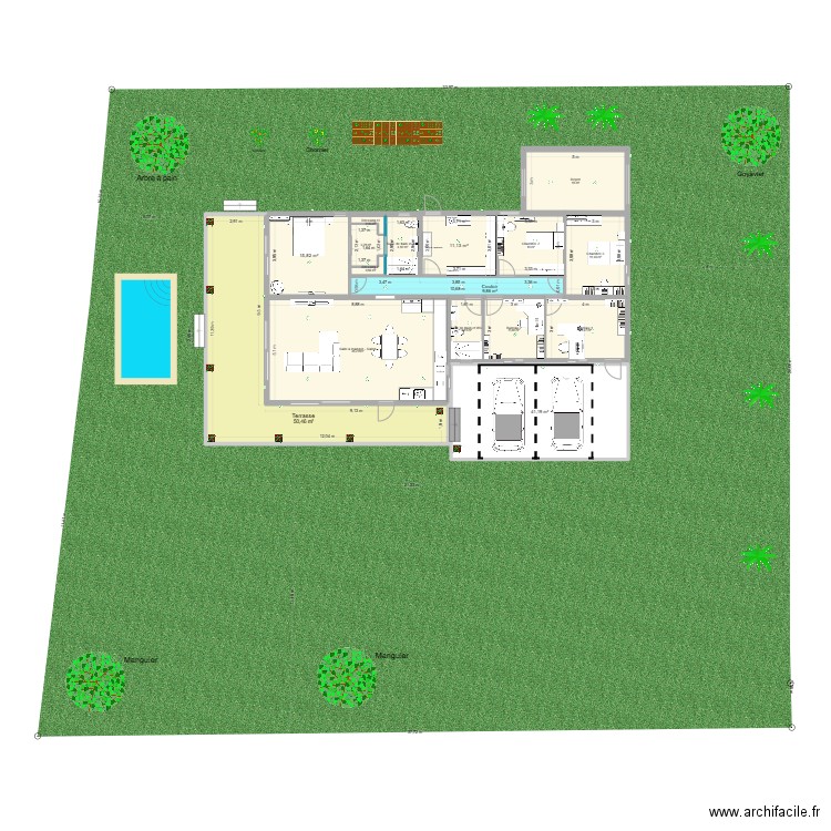 Maison 2. Plan de 16 pièces et 254 m2