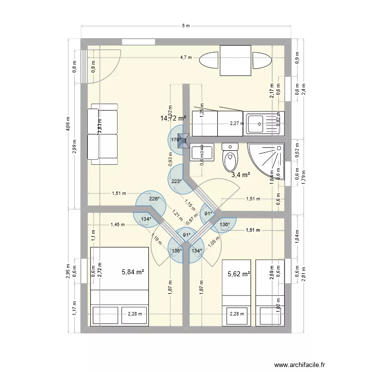 PlanX2(2). Plan de 4 pièces et 30 m²