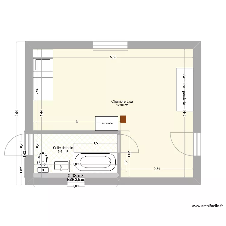 Etage Les Etilleux. Plan de 