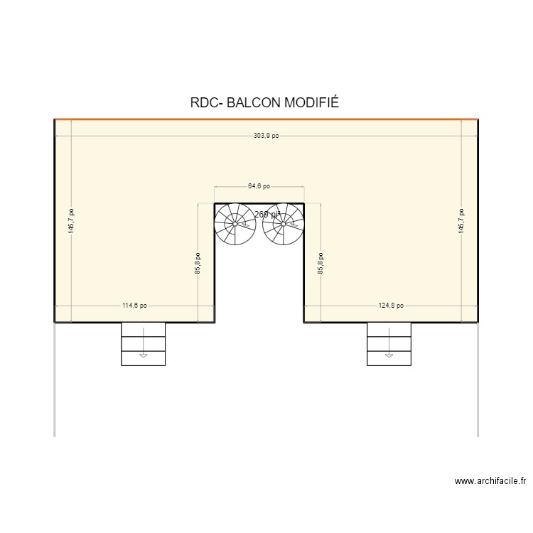 5166-MODIFIÉ. Plan de 1 pièce et 25 m2