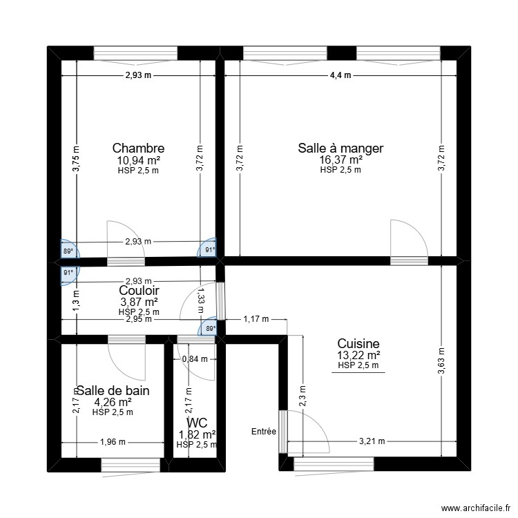 La Fouillouse RDC Actuel. Plan de 6 pièces et 50 m2
