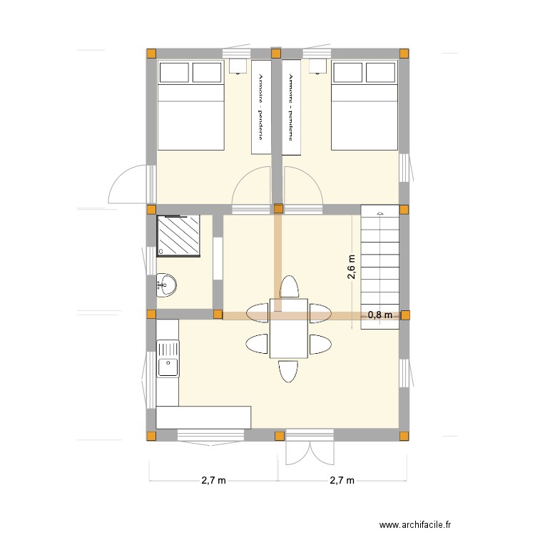 Tanayo DEF. Plan de 5 pièces et 75 m2