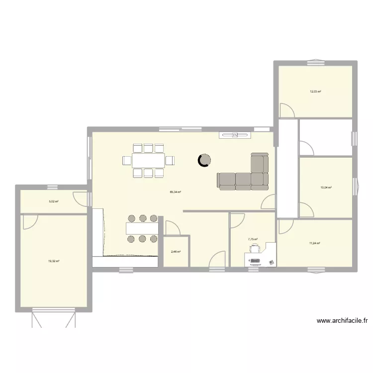 V3 maison. Plan de 8 Pièces et 133 m²