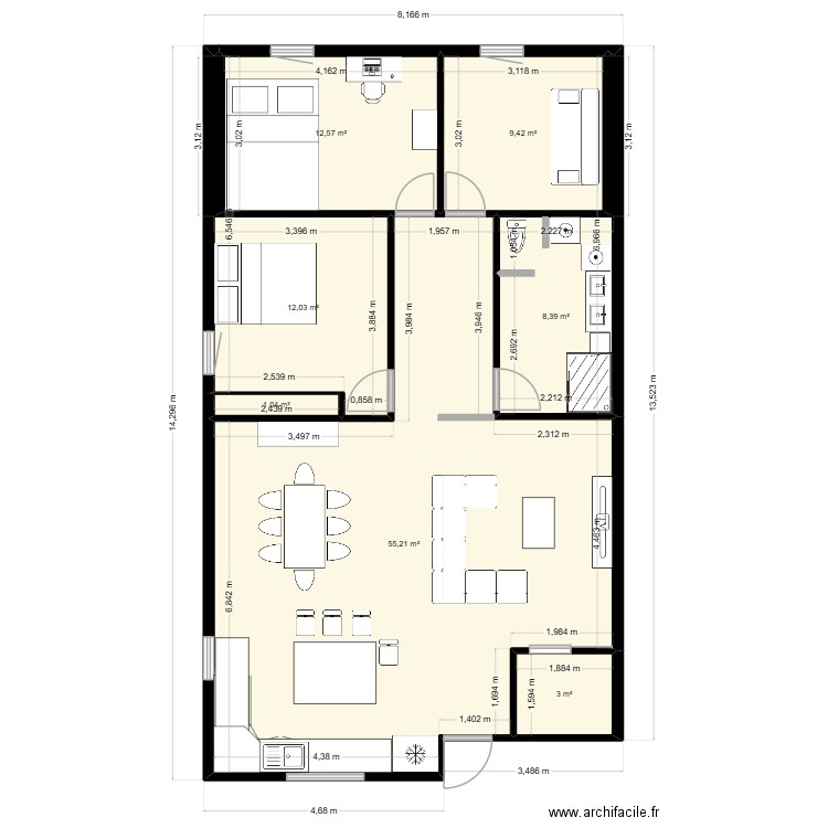 APPT CARQUE. Plan de 7 pièces et 102 m2
