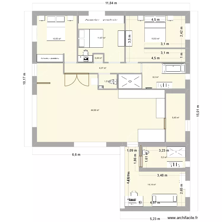 Agrandissement maison. Plan de 