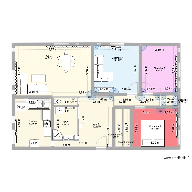 Appart David Apolline. Plan de 11 pièces et 86 m2
