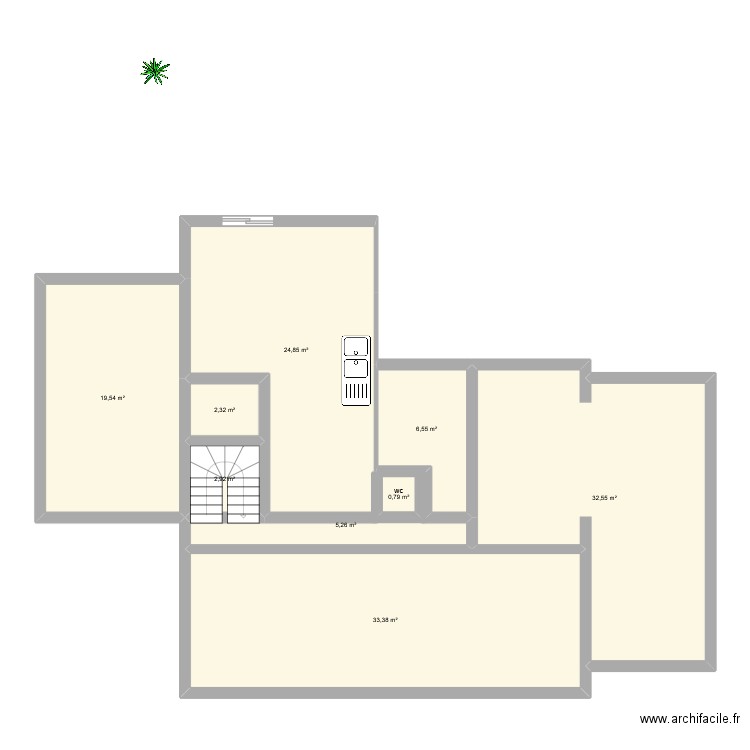 RDC maison. Plan de 9 pièces et 130 m2