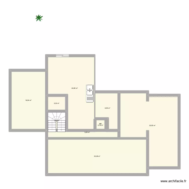 RDC maison. Plan de 9 pièces et 130 m² RDC maison. Plan de 9 pièces et 130 m²