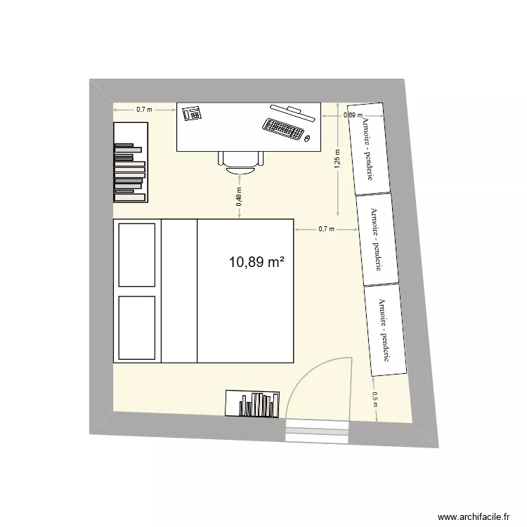 chambre noah. Plan de 1  et 11 m²