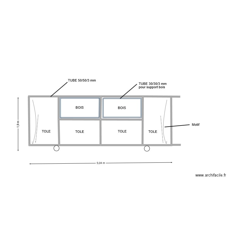 configuration portail. Plan de 2 pièces et 4 m2