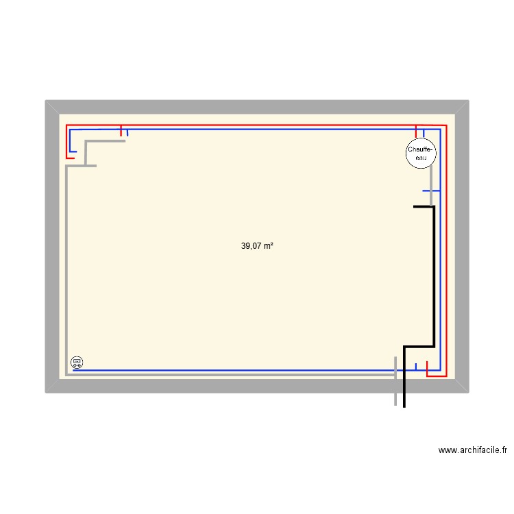 Plomberie asnieres. Plan de 1 pièce et 39 m2