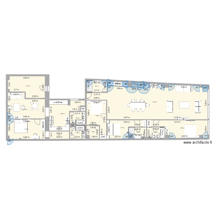 BASE St Denis V3 (8 couchages). Plan de 21 pièces et 226 m2
