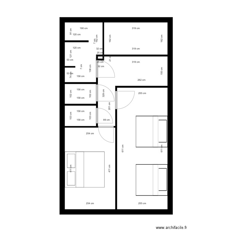 BAGES 1ER. Plan de 8 pièces et 47 m2