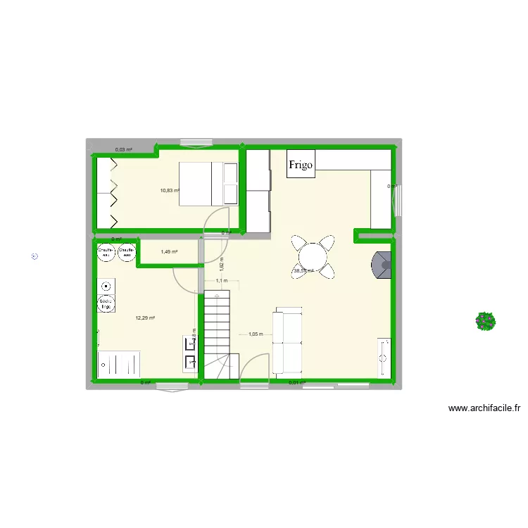 maison 1. Plan de 10 pièces et 63 m²