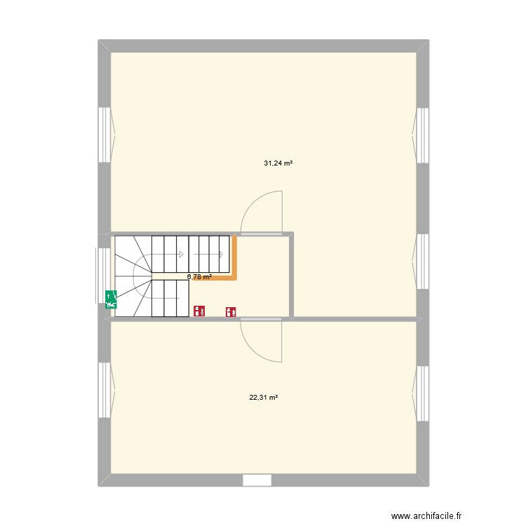 Lamartine R+1 existant. Plan de 3 pièces et 60 m2